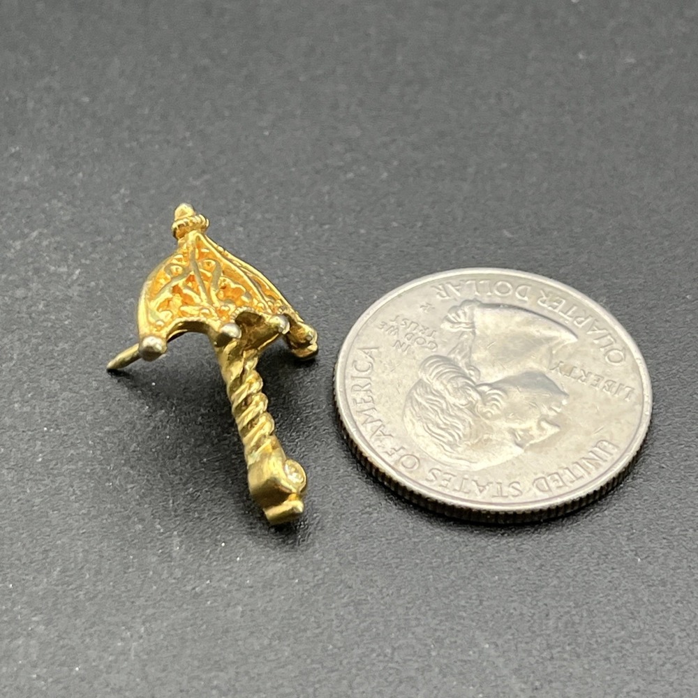 Gold Tone Umbrella Lapel Hat Pin - Picture 2 of 3